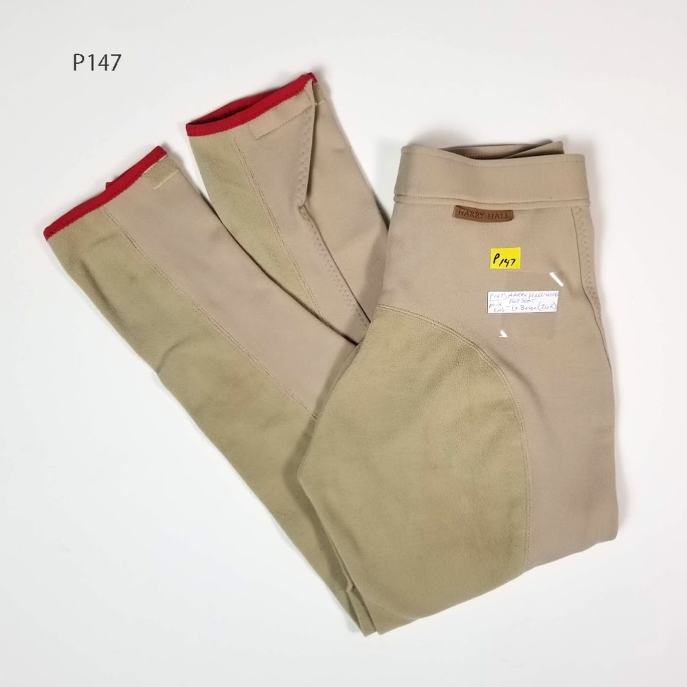 P147 Kids Used Harry Hall riding pants FullSt leather sz. 26R